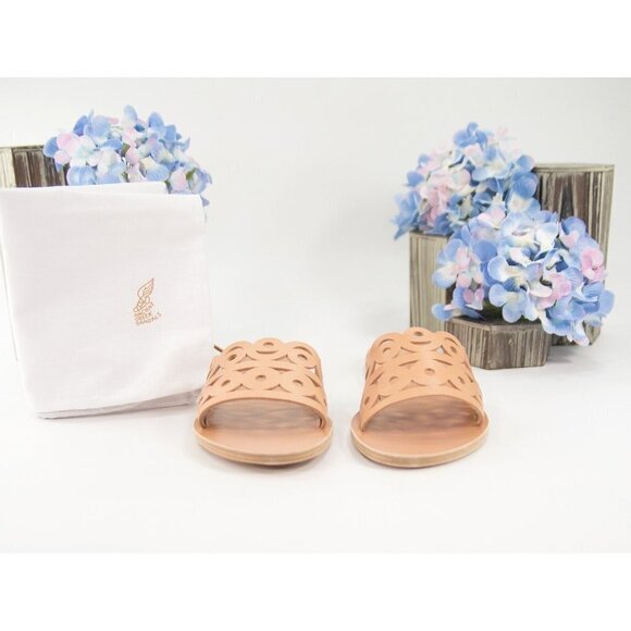 Ancient Greek Maistros Natural Leather Slides Mule Flats Sandals Size 36 NIB - Picture 2 of 8